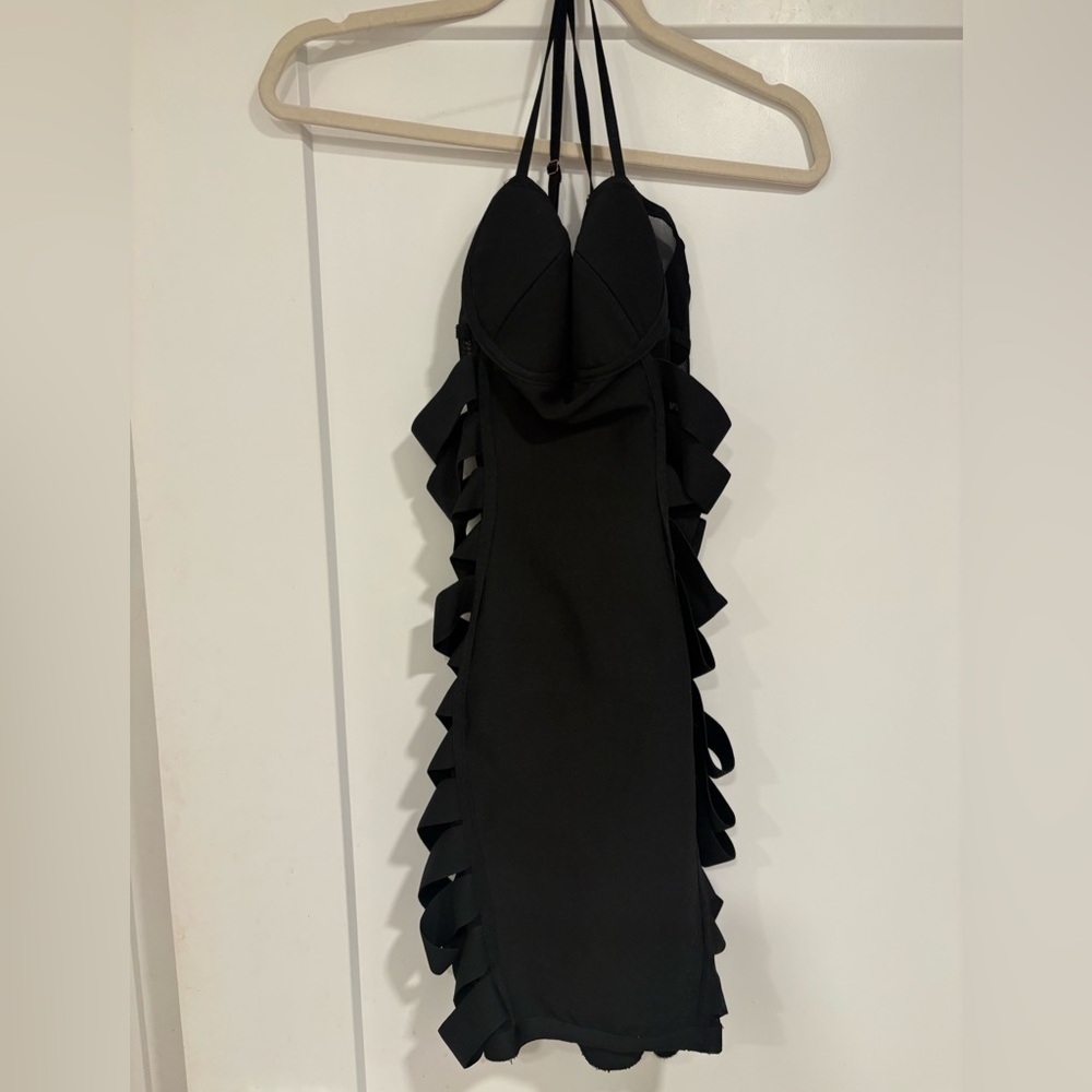 Superdown Black Backless Ruffle Dress